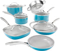 Gotham Steel Aqua Blue Pots and Pans Set, 12 Piece Nonstick Ceramic Cookware by GothamSteel