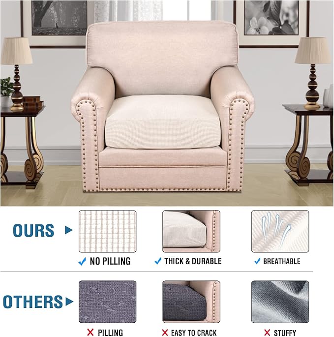 H.VERSAILTEX Stretch Couch Cushion Covers Individual Seat Sofa Chair Slipcovers - Image 2