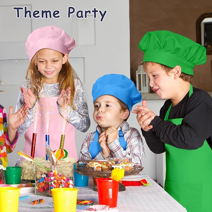Kids Apron and Chef Hat Set, 30 Pieces Boys Girls Kids Apron - Image 6
