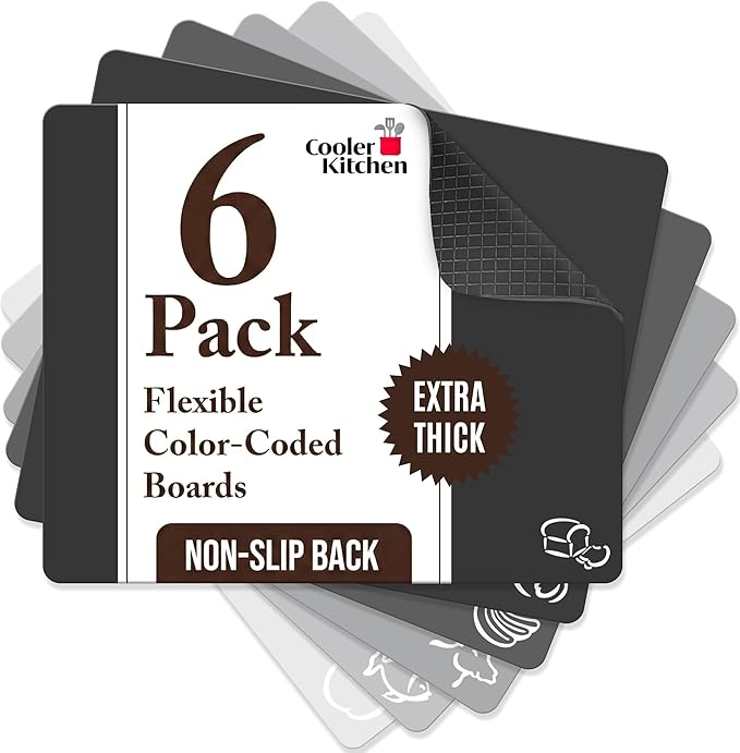 Cooler Kitchen Extra Thick Flexible Plastic Cutting Board Mats by CoolerKitchen