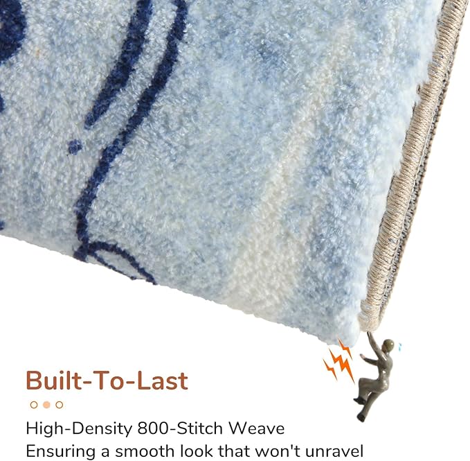 OPPODREAM Nautical Soft Area Rugs 5x7, Washable Blue Rug
