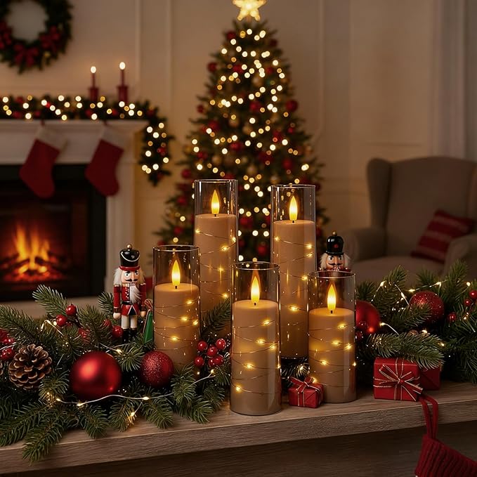 Raycare Flameless Candle with Remote Timer, 7 Flickering Acrylic Battery Oper...