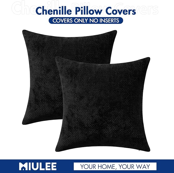 MIULEE Pack of 2 Couch Throw Pillow Covers 18x18 Inch Black Modern Boho Accent - Image 7