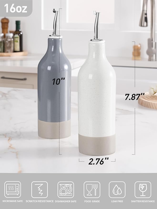 famiware Milkyway 16oz Ceramic Olive Oil Dispenser Bottle, Olive Oil and - Image 4