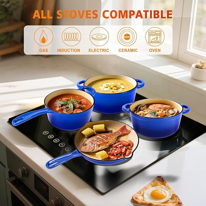 Hisencn Enameled Cast Iron Cookware Set