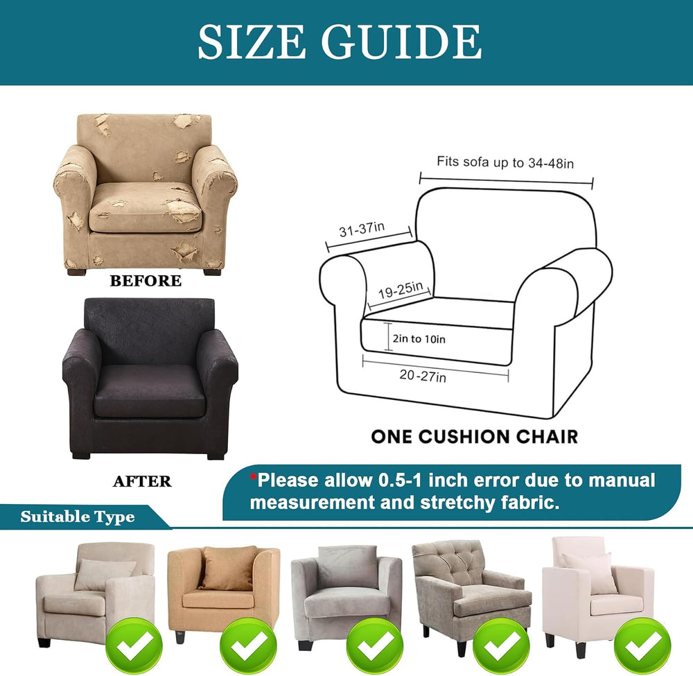 FUANGUI 2 Piece Chair Covers Armchair Arm Covers Chair Couch Covers