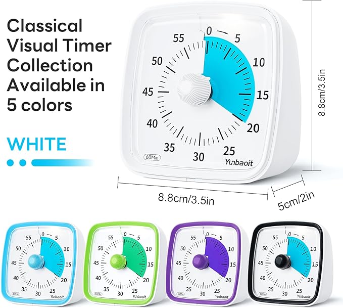 Yunbaoit Visual Timer with Night Light, 60-Minute Countdown Timer - Image 6