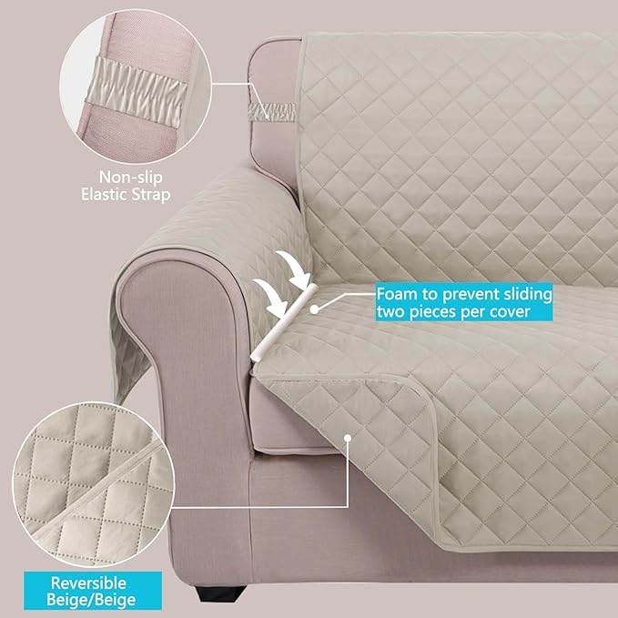 U-NICE HOME Recliner Chair Covers Reversible Quilted Water Repellent Pet - Image 3