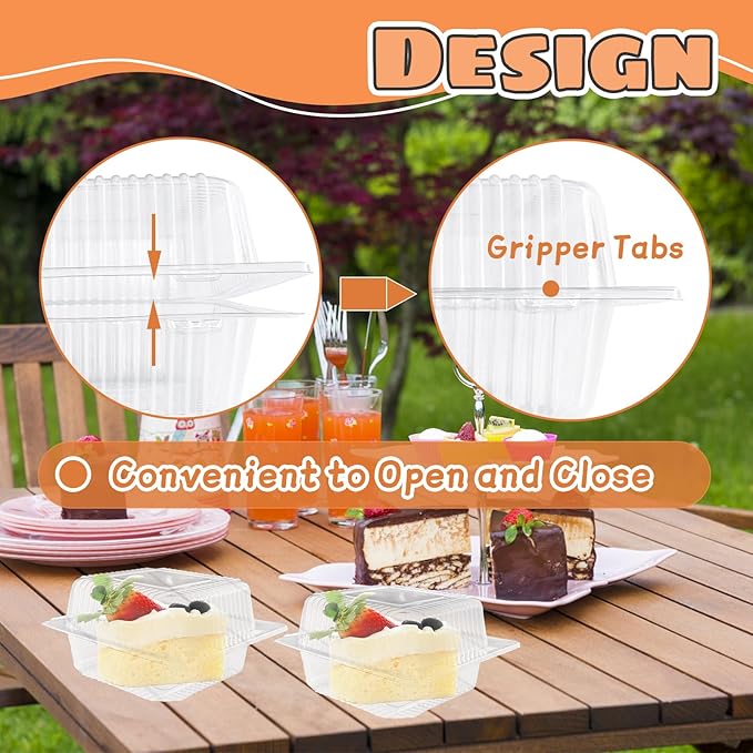 Jizvxe 50 Pcs Clear Plastic Take Out Containers, Disposable Clamshell Dessert - Image 4