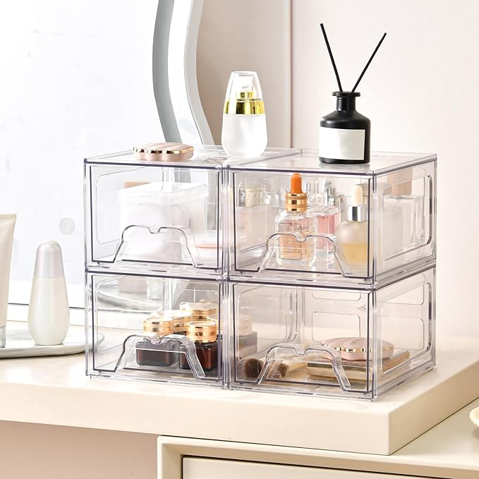 Stebopum 6 Pack Stackable Makeup Organizer, 4.4'' Tall Acrylic Bathroom Makeup - Image 5