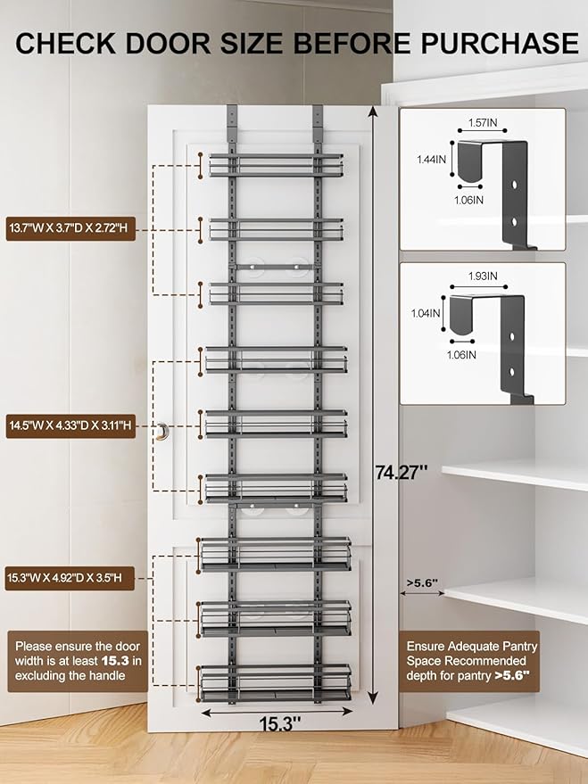 Delamu 9 Tier Over The Door Pantry Organizer, Pantry Organization and Storage - Image 2