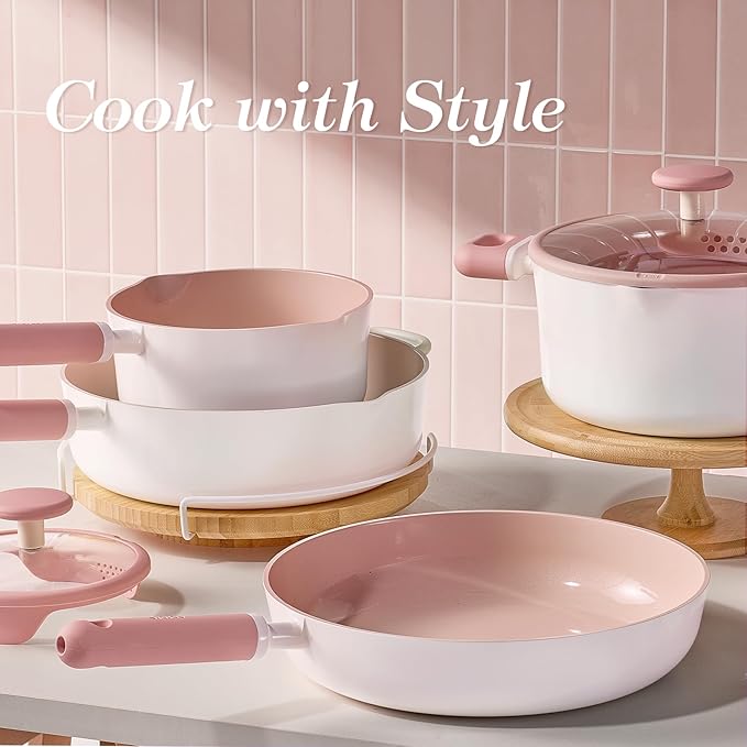 CAROTE Ceramic Cookware Set Nonstick, Non Toxic Cookware, Dishwasher, - Image 4