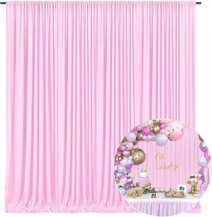 10 x 7 Feet Light Pink Backdrop Curtain for Partie, Background Curtains for P...