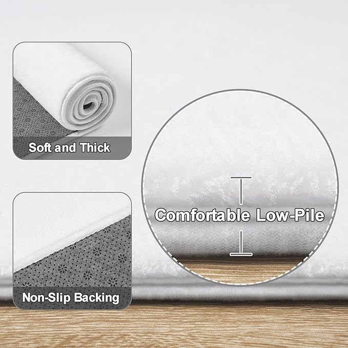Amearea Modern Area Rugs for Bedroom Living Room, 4x6 Feet White Thickened - Image 3