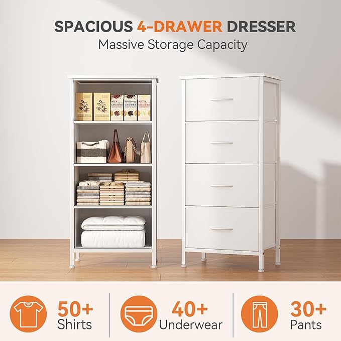 Sweetcrispy 4 Fabric Drawer Small Dresser, Bedside Nightstand - Image 4