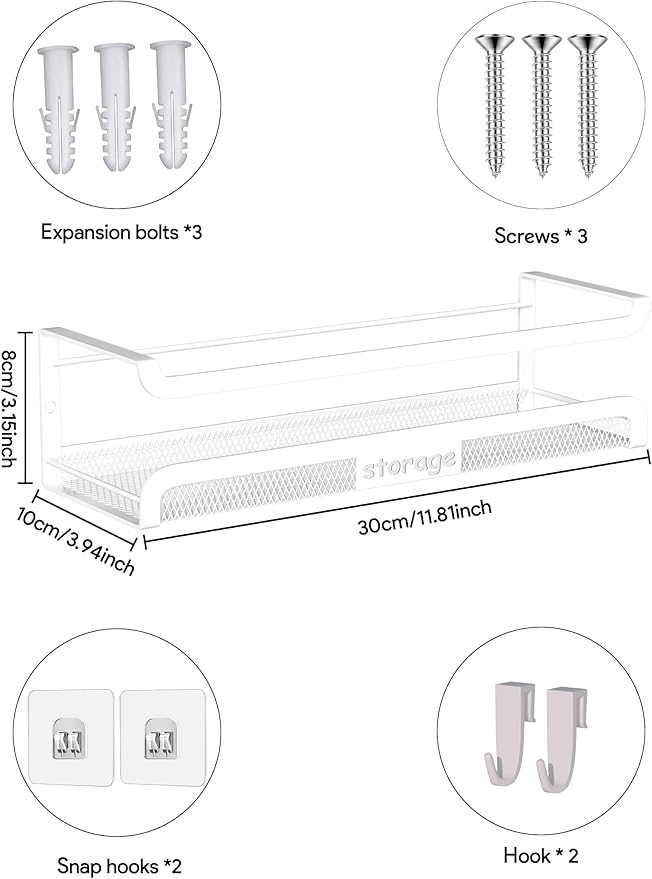 Spice Rack Wall Mount with Hooks - Image 3