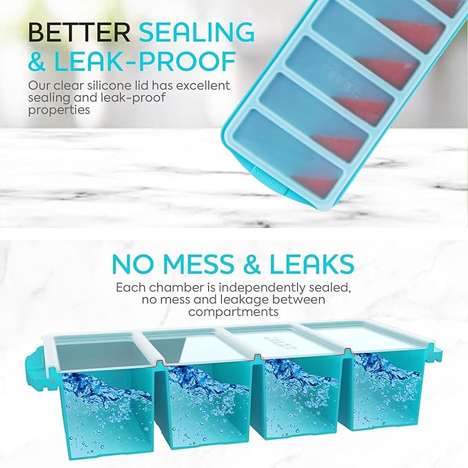 Silicone Freezer Tray With Lid-Soup Freezer Container molds-Large Ice Cube Tray - Image 4