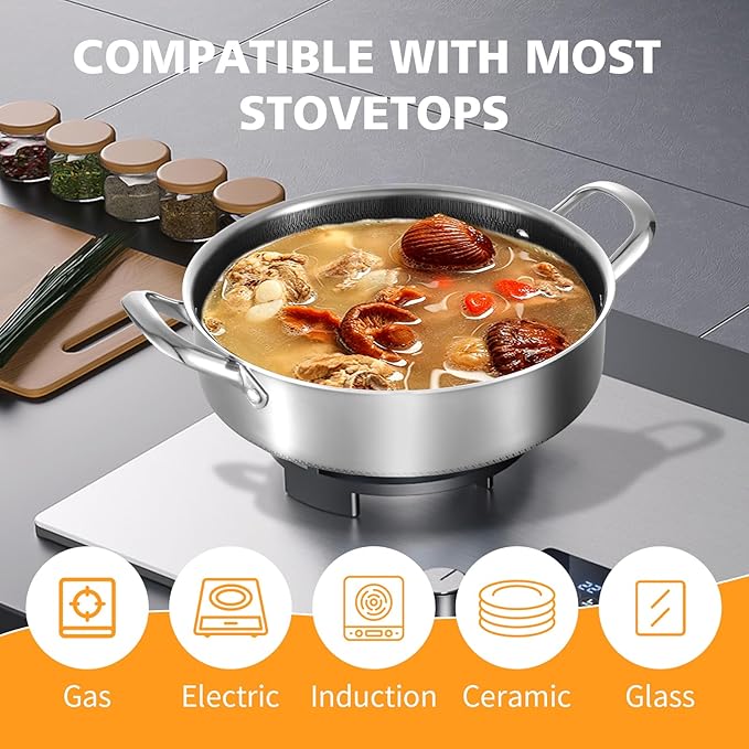 Toutrop Saute Pan, 10 Inch Nonstick Deep Frying Pan, 316L Stainless Steel Sauté - Image 3