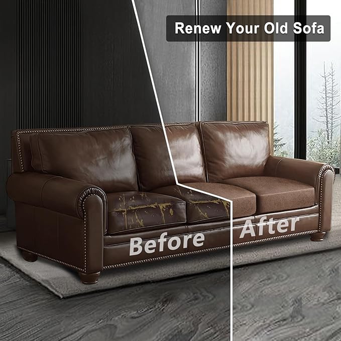 Leather Look Couch Cushion Covers Sofa Seat Slipcovers Sets Couches Furniture - Image 7