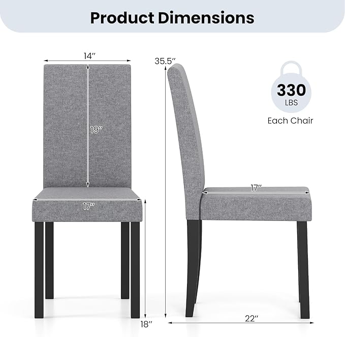 Giantex Upholstered Dining Chair Set of 2, Mid Century Modern Fabric Kitchen ...