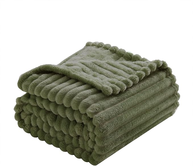Olive Green Fleece Throw Blanket 90”×90” - Image 5