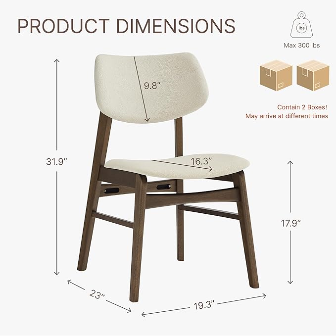 Wooden Dining Chairs Set of 4, Upholstered Modern Dining Room Chairs, Solid O...