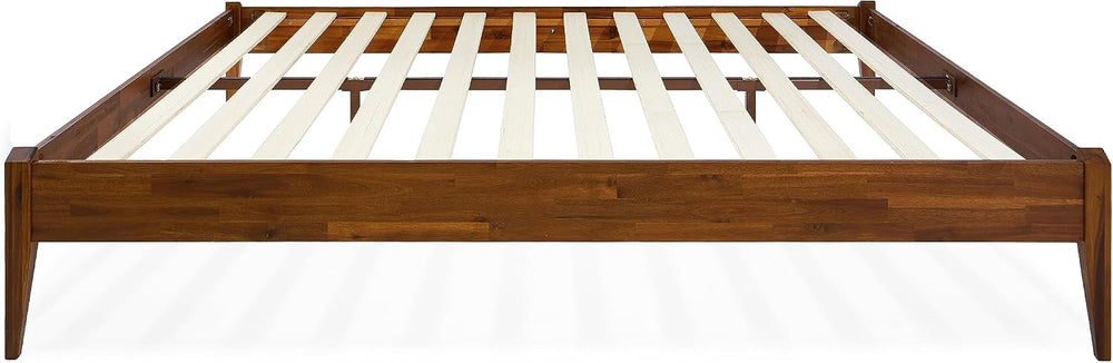Bme Dinkee 15" Wood Full Bedframe, No Headboard, Japanese, Dark Chocolate