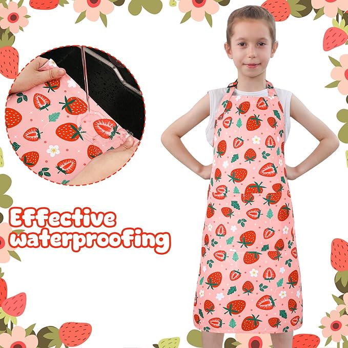 2 Pack Kids Apron, Cute Cooking Aprons, Waterproof Art Apron - Image 4