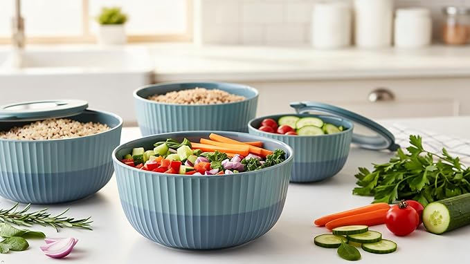 Mixing Bowls with Lids, 8-Piece Airtight Leak-Proof Nesting BPA-Free Bowl Set - Image 9