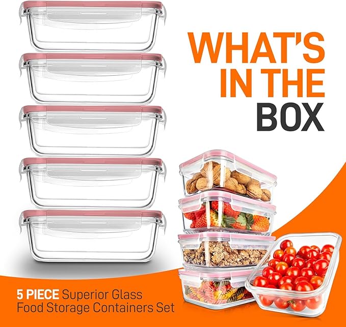 Nutrichef 10-Piece Glass Food Containers - Image 7
