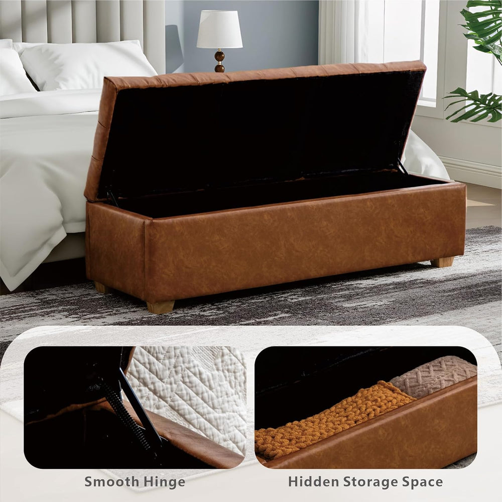 Chifee & Vingol 60" PU Ottoman with Storage Oversized End of Bed Sto...