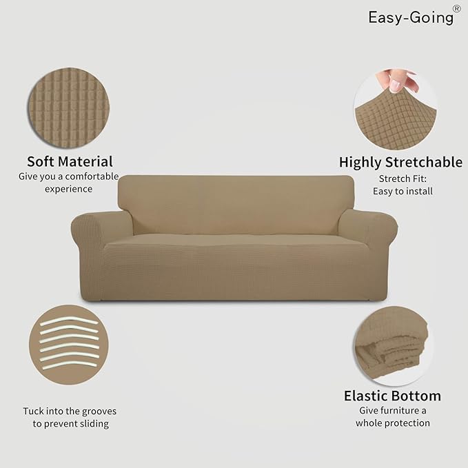 Easy-Going Stretch 4 Seater Sofa Slipcover 1-Piece Sofa Cover Furniture - Image 3