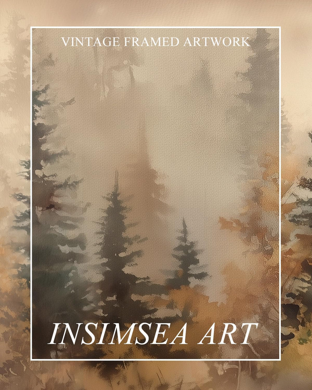 InSimSea Extra Large Framed Fall Wall Art, Forests Trees Landscape, 20x40in