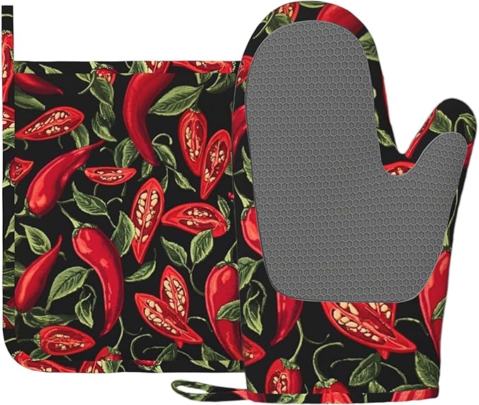 Mexican Hot Pepper Chili Oven Mitt and Pot Holder by Unknown