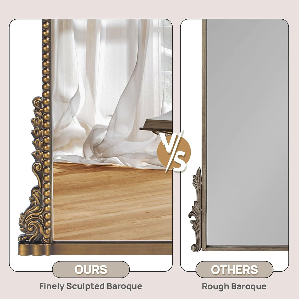 24"x32" Vintage Gold Mirror, Baroque Arched Wall Mirror
