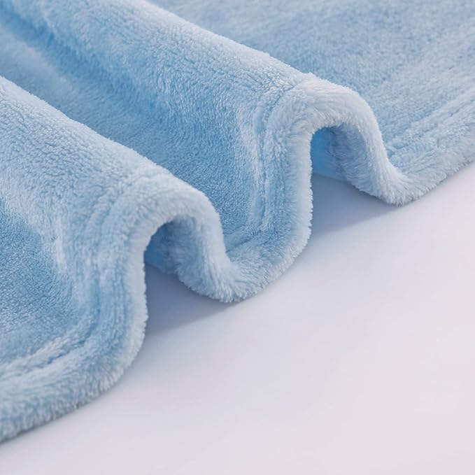 JIAHANNHA Flannel Fleece Blanket Twin Size, Light Blue Throw Blanket - Image 4