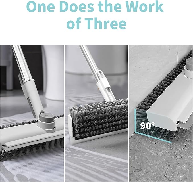 Floor Scrub Brush with Long Handle, 3 in 1 Scrape and Heavy-Duty Stiff Bristle - Image 3