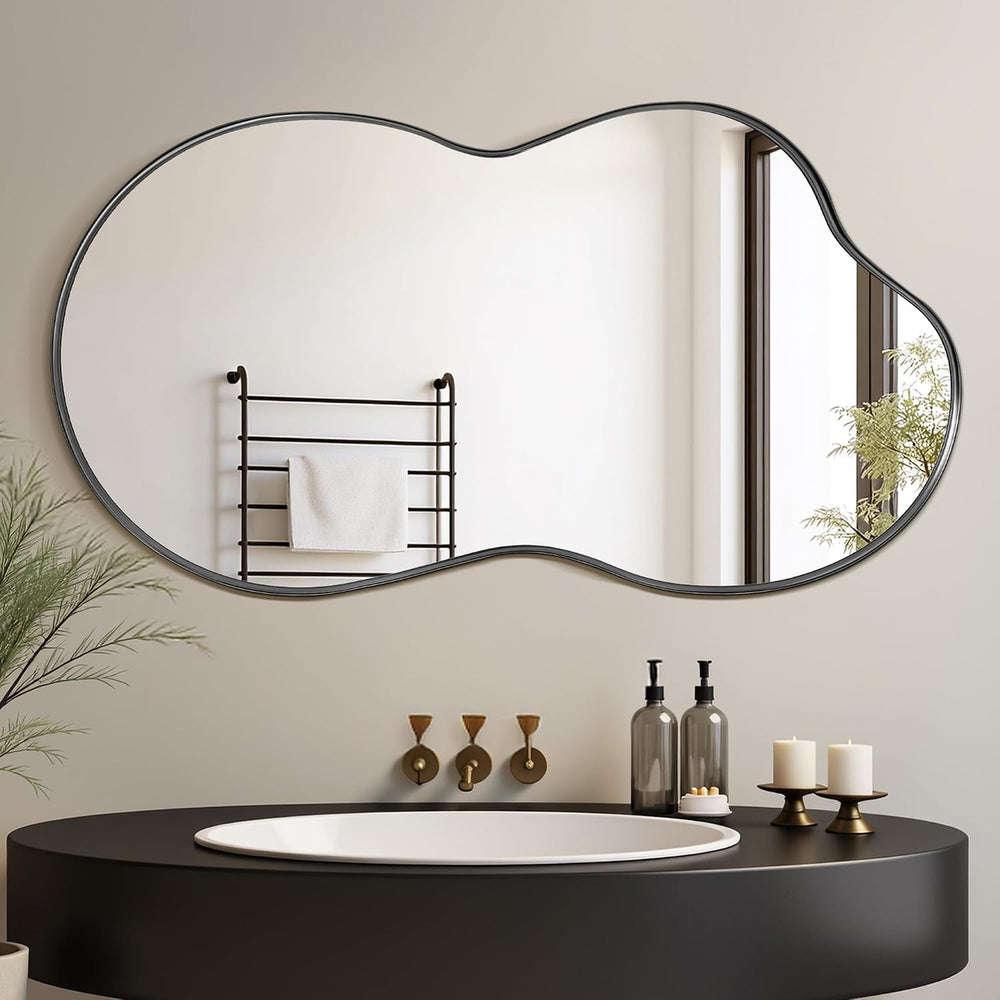 Suidia Irregular Wall Mirror, 36"x20" Bathroom Mirror Asymmetrical ...