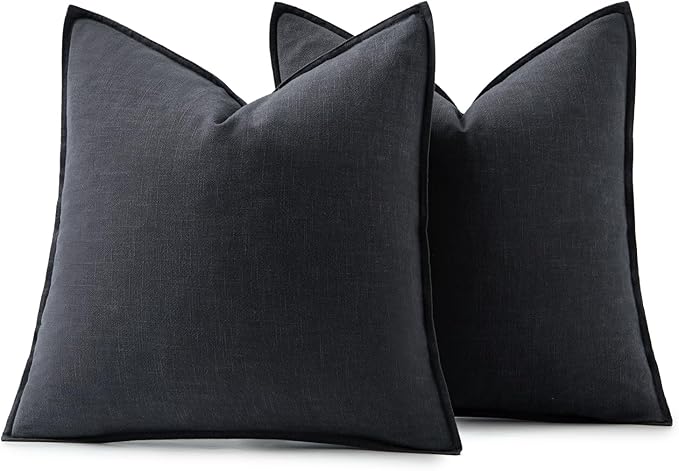 MIULEE Decorative Linen Pillow Covers 18x18 Inch Dark Gray ​Boho Farmhouse​ - Image 6