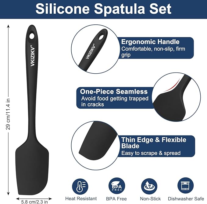 4 Pcs Silicone Spatula Set, 11.4 In, 600°F Heat Resistant Rubber Spatulas - Image 2