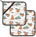 Funny Sloth Pot Holder Set of 2, Heat Resistant Potholders Oven Hot Pads by Larkverk