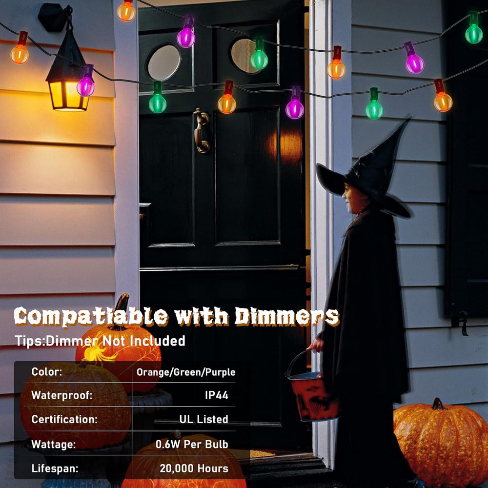 SUNSGNE 25FT Globe Outdoor Halloween String Lights G40 LED String Lights with...