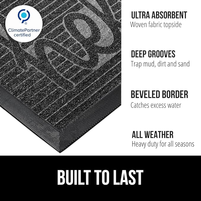 GORILLA GRIP 100% Waterproof All-Season WeatherMAX Doormat, US Designed Natural - Image 3