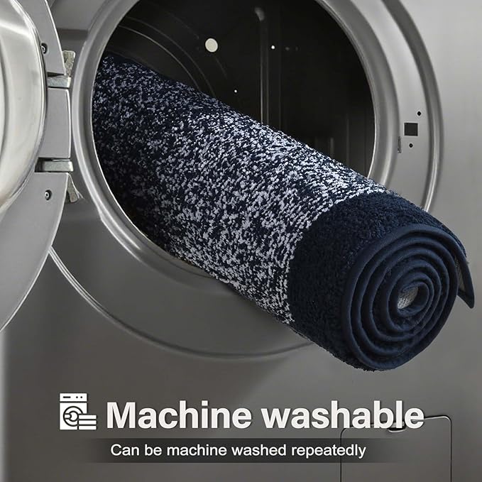 70x24 Long Bathroom Rugs Washable Non Slip, Dark Blue Bath Mat - Image 9