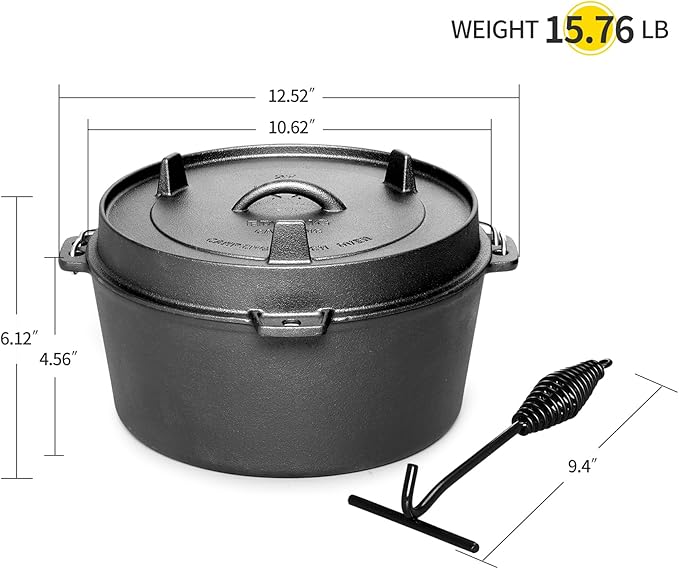 EDGING CASTING Pre-Seasoned Cast Iron Camping Dutch Ovens, Outdoor Camping - Image 3