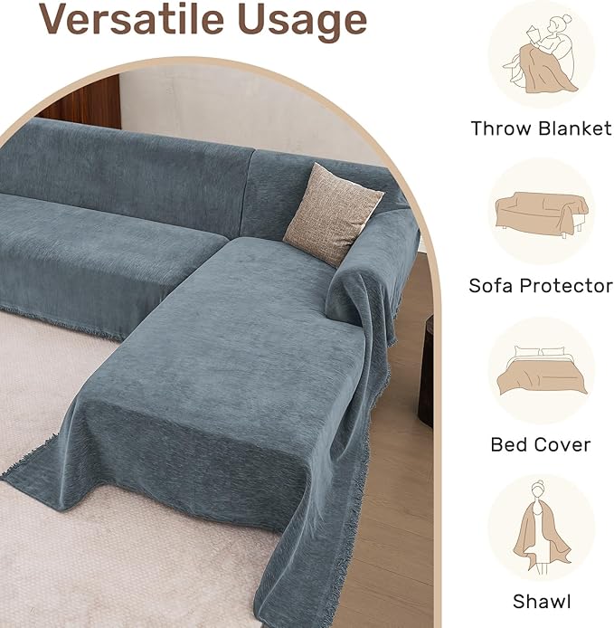 Sectional Couch Covers, 2 Pieces Washable L Shaped Couch Covers Sofa Blanket - Image 5