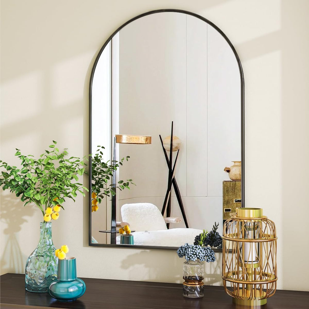 VooBang Arched Wall Mirror, 24 x 36 inch Arch Bathroom Mirror Black