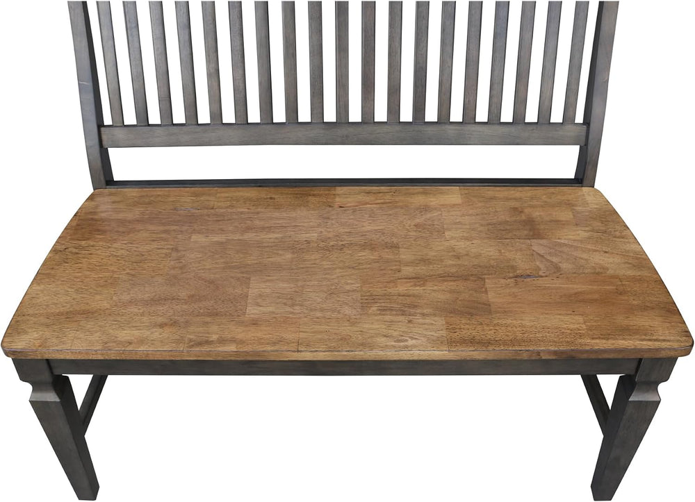 IC INTERNATIONAL CONCEPTS Solid Wood Vista Bench, Hickory/Washed Coal