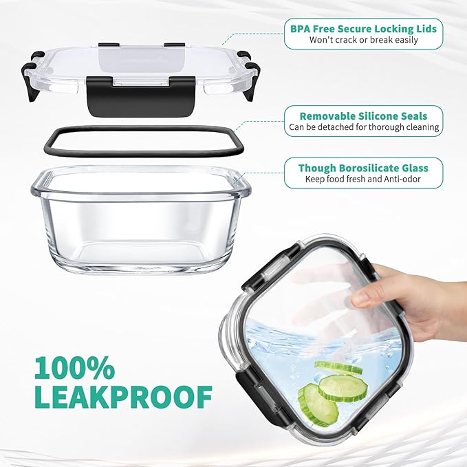 34pcs Glass Food Storage Containers