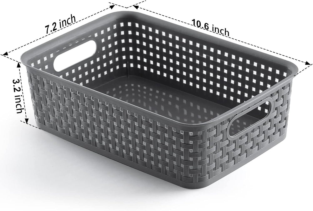 [ 12 Pack ] Plastic Storage Baskets - Small Pantry Organization and Storage B...